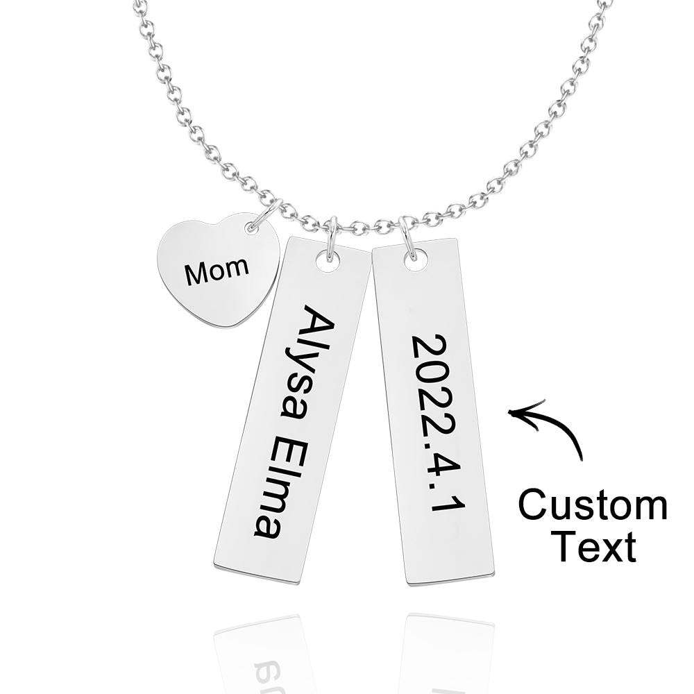 Custom Engraved Necklace Heart Shaped Engraved Necklace Gift for Mom -