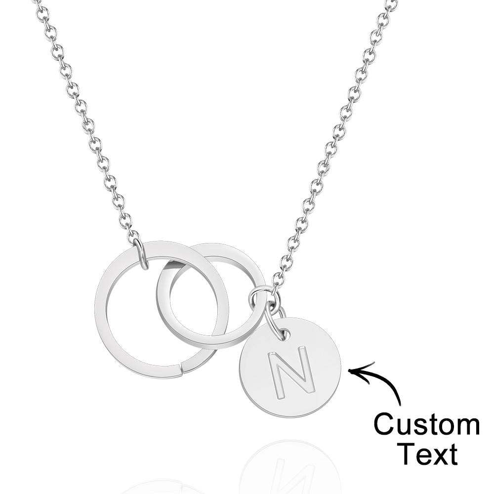 Custom Engraved Necklace Two Interlocking Circles Creative Gifts - soufeelus