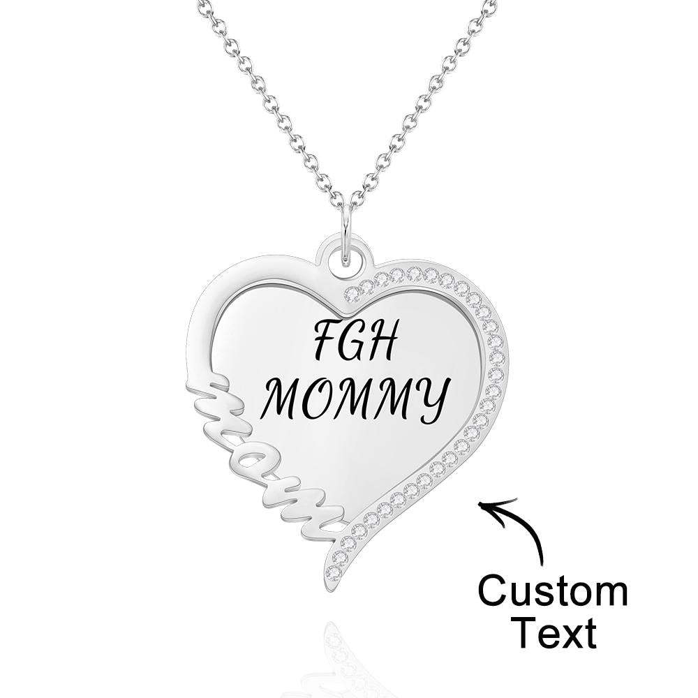 Custom Engraved Necklace Heart Rhinestones Gift for Mother - soufeelus