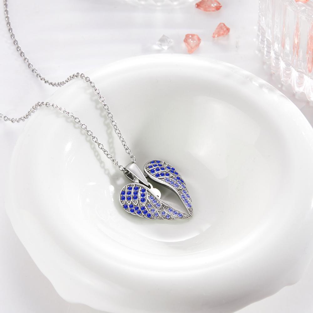 Custom Engraved Necklace Wing Heart-shaped Wings Pendant Necklace Gift for Women - soufeelus