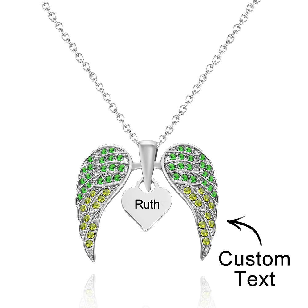 Custom Engraved Necklace Wing Heart-shaped Wings Pendant Necklace Gift for Women - soufeelus