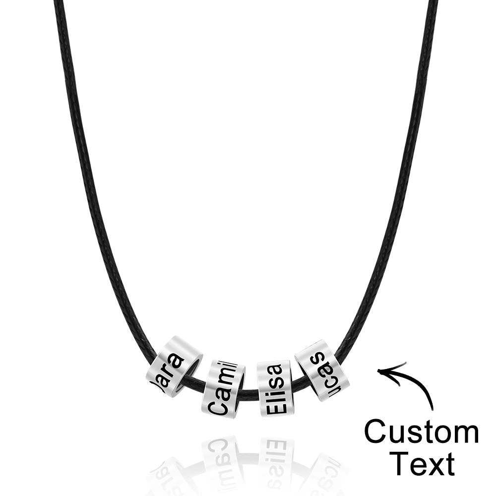 Custom Engraved Necklace Tube Bead Braided Necklace Gift for Men - soufeelus