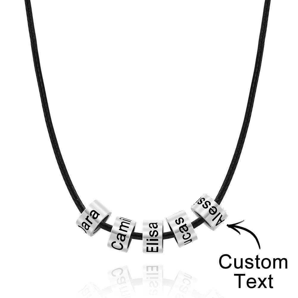 Custom Engraved Necklace Tube Bead Braided Necklace Gift for Men - soufeelus