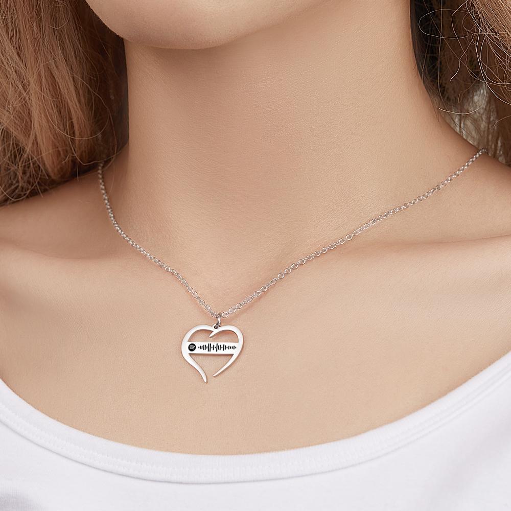 Scannable Spotify Code Necklace Hollowed Heart Shaped Necklace Gifts for Girlfriend - soufeelus