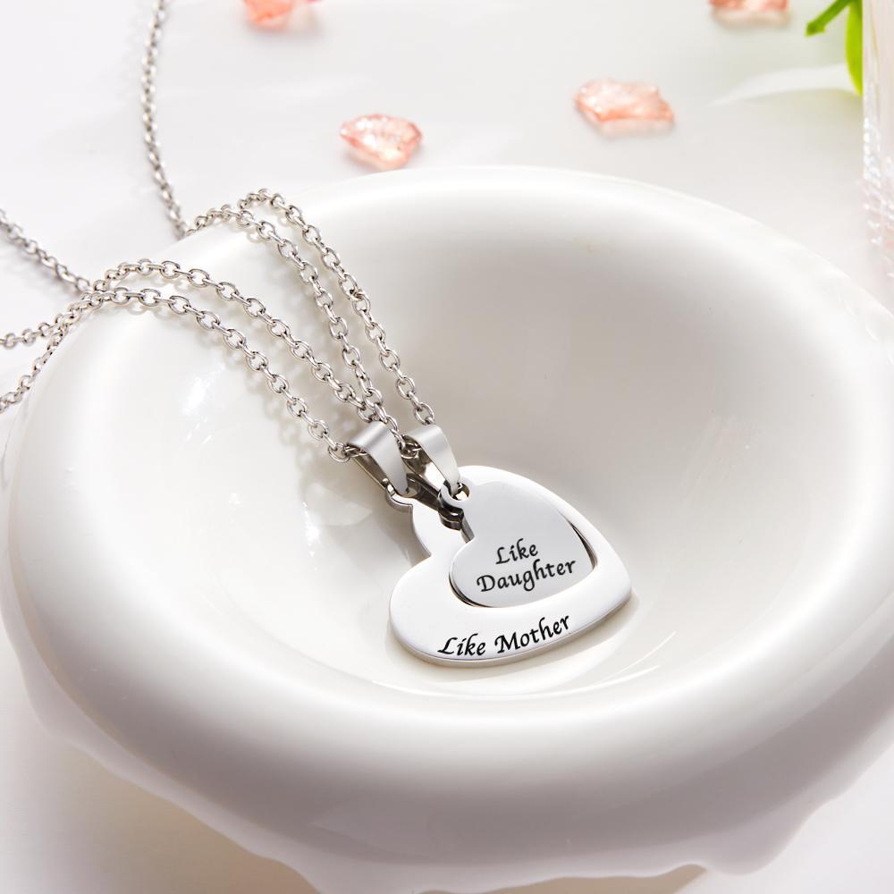 Engraved Heart Hollow Necklaces Set Custom Elegant Heart Pendant Necklace - soufeelus