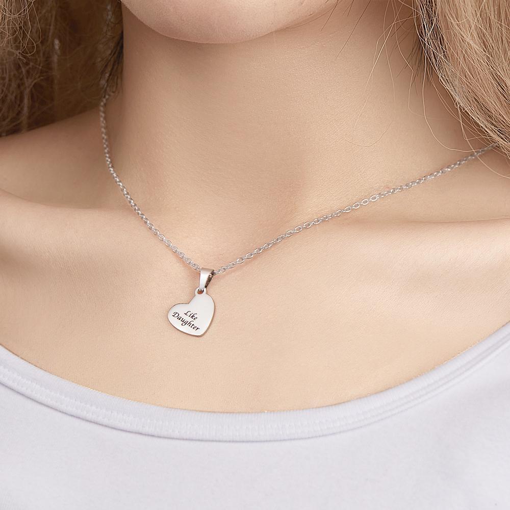 Engraved Heart Hollow Necklaces Set Custom Elegant Heart Pendant Necklace - soufeelus