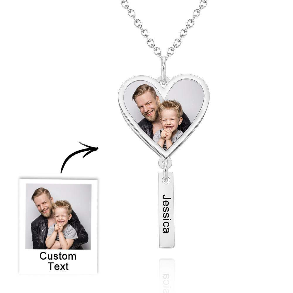Custom Photo Engraved Necklace Heart Shaped Optional Pendant Necklace - soufeelus