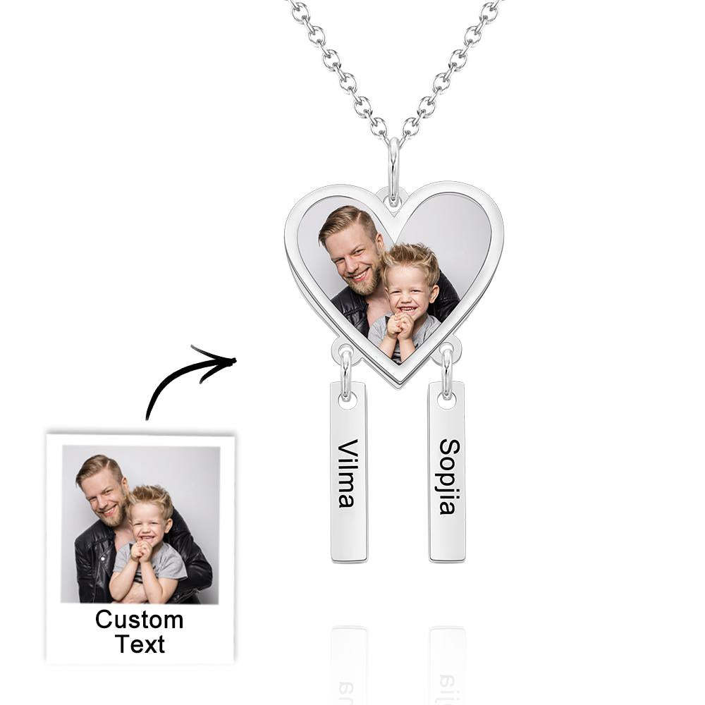 Custom Photo Engraved Necklace Heart Shaped Optional Pendant Necklace - soufeelus