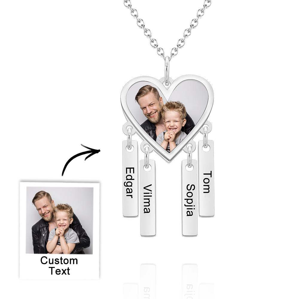 Custom Photo Engraved Necklace Heart Shaped Optional Pendant Necklace - soufeelus