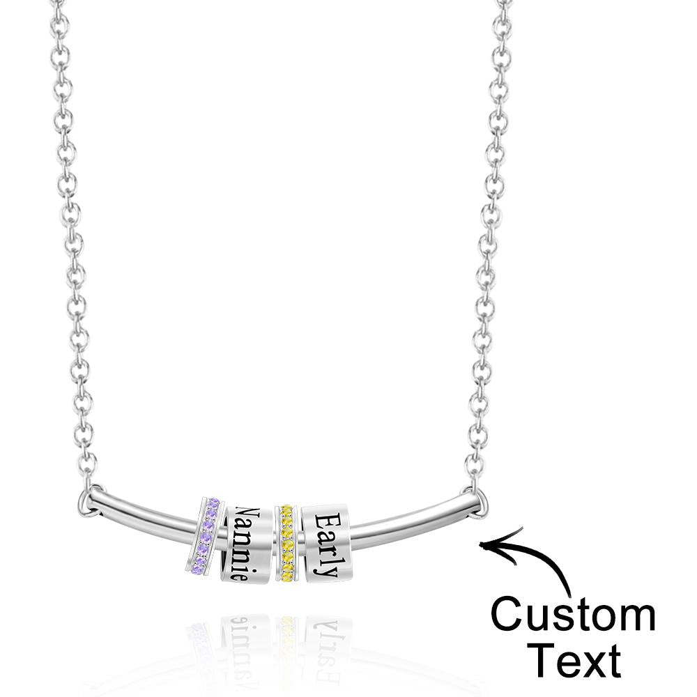 Custom Engraved Necklace Name Diamond Beads Necklace Gift for Women - soufeelus