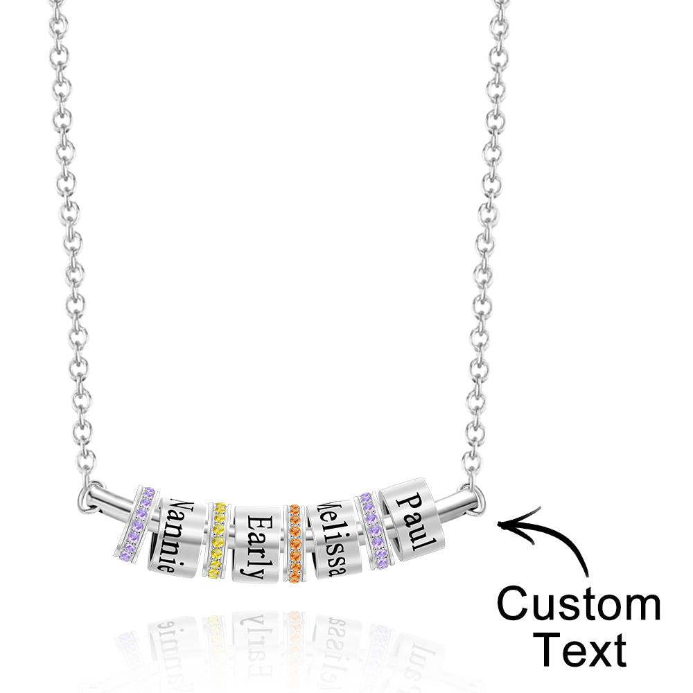 Custom Engraved Necklace Name Diamond Beads Necklace Gift for Women - soufeelus