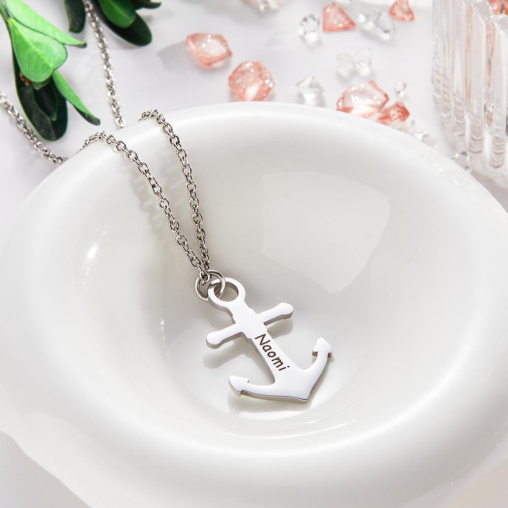 Custom Engraved Necklace Personalized Anchor Necklace Gift for Women - soufeelus