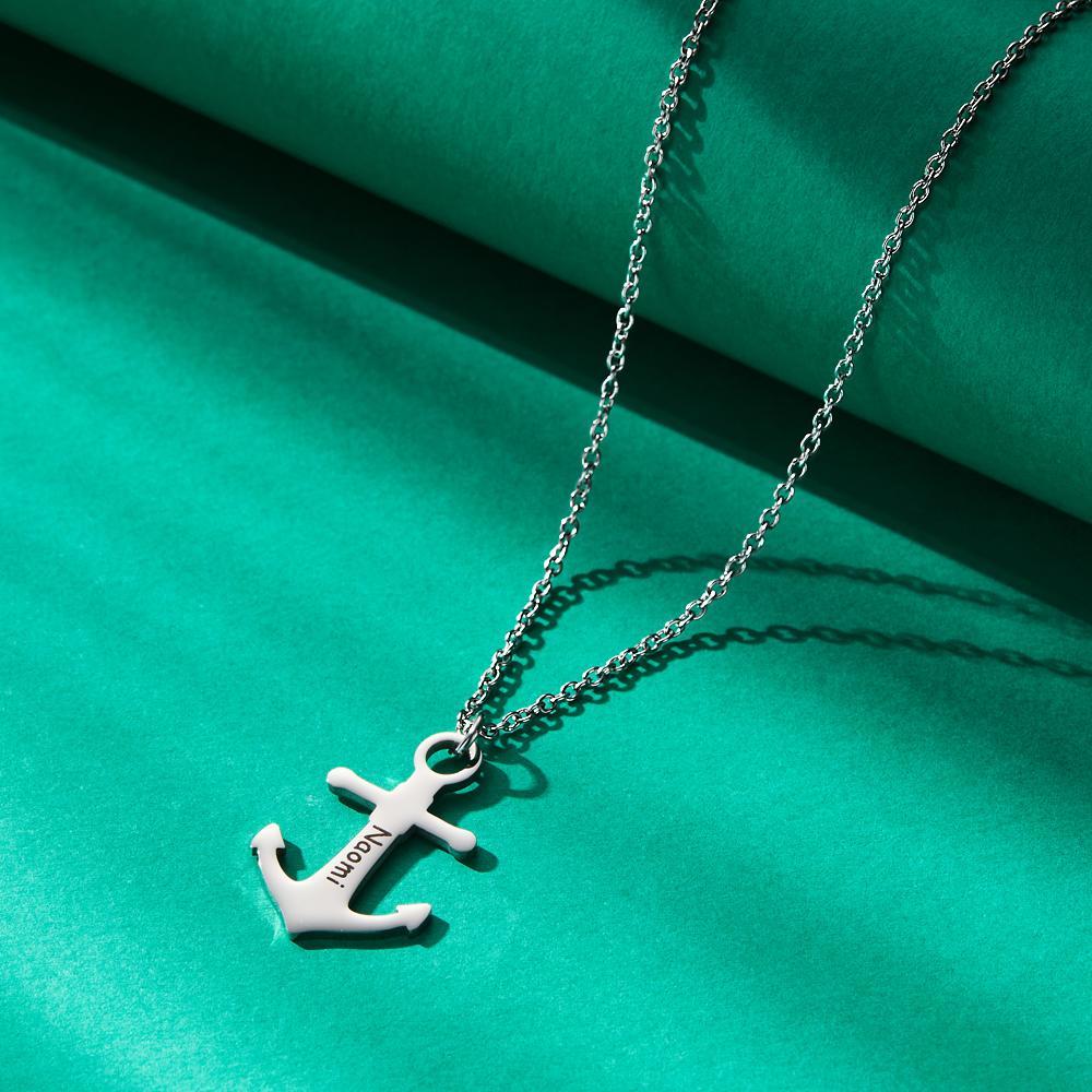 Custom Engraved Necklace Personalized Anchor Necklace Gift for Women - soufeelus