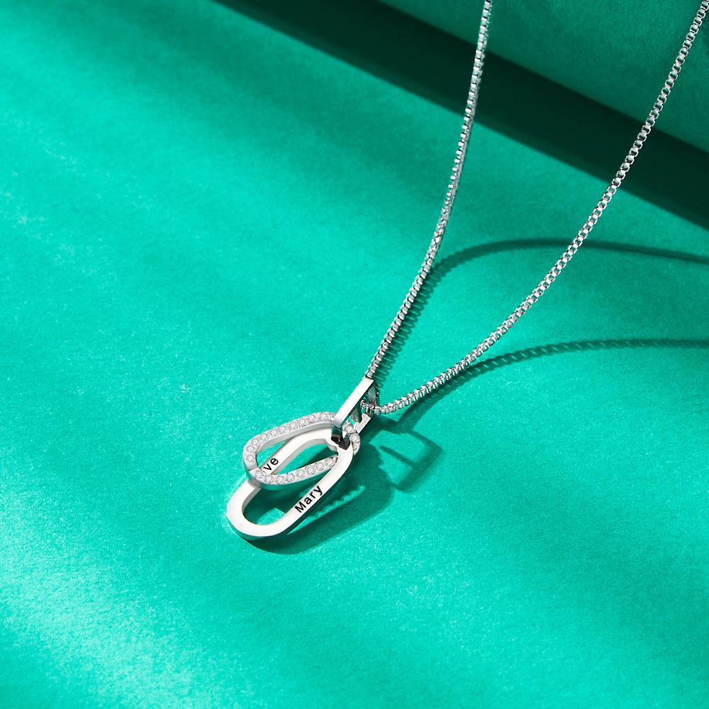 Custom Engraved Necklace Double Ring Necklace Creative Gift for Women - soufeelus