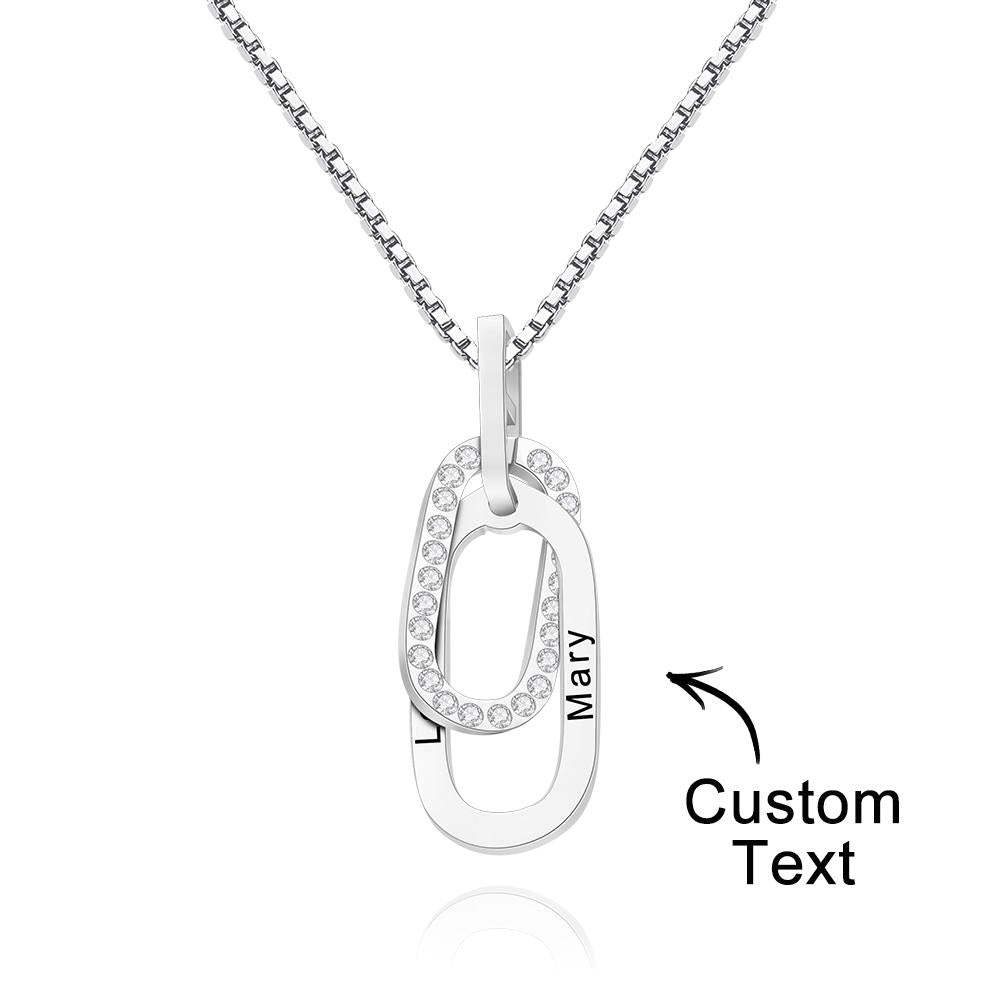 Custom Engraved Necklace Double Ring Necklace Creative Gift for Women - soufeelus