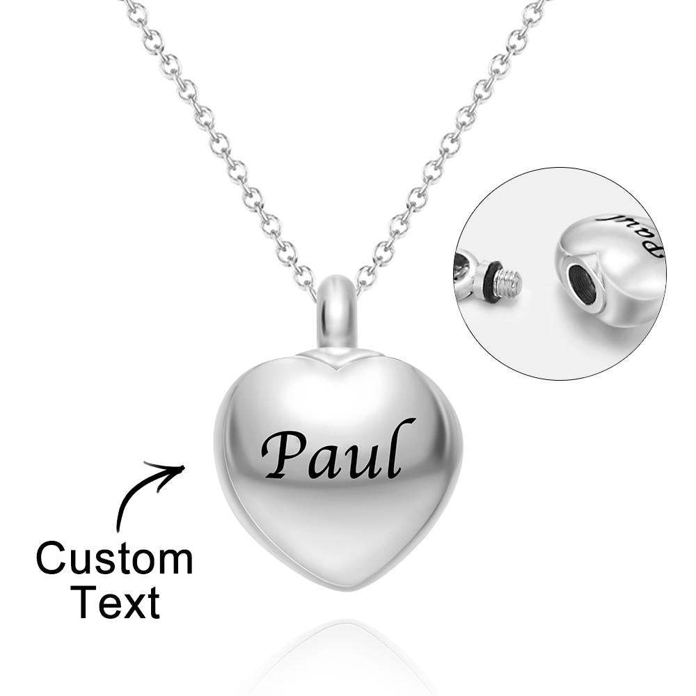 Custom Engraved Necklace Mini Heart Urn Pendant Necklace Commemorative Gift - soufeelus