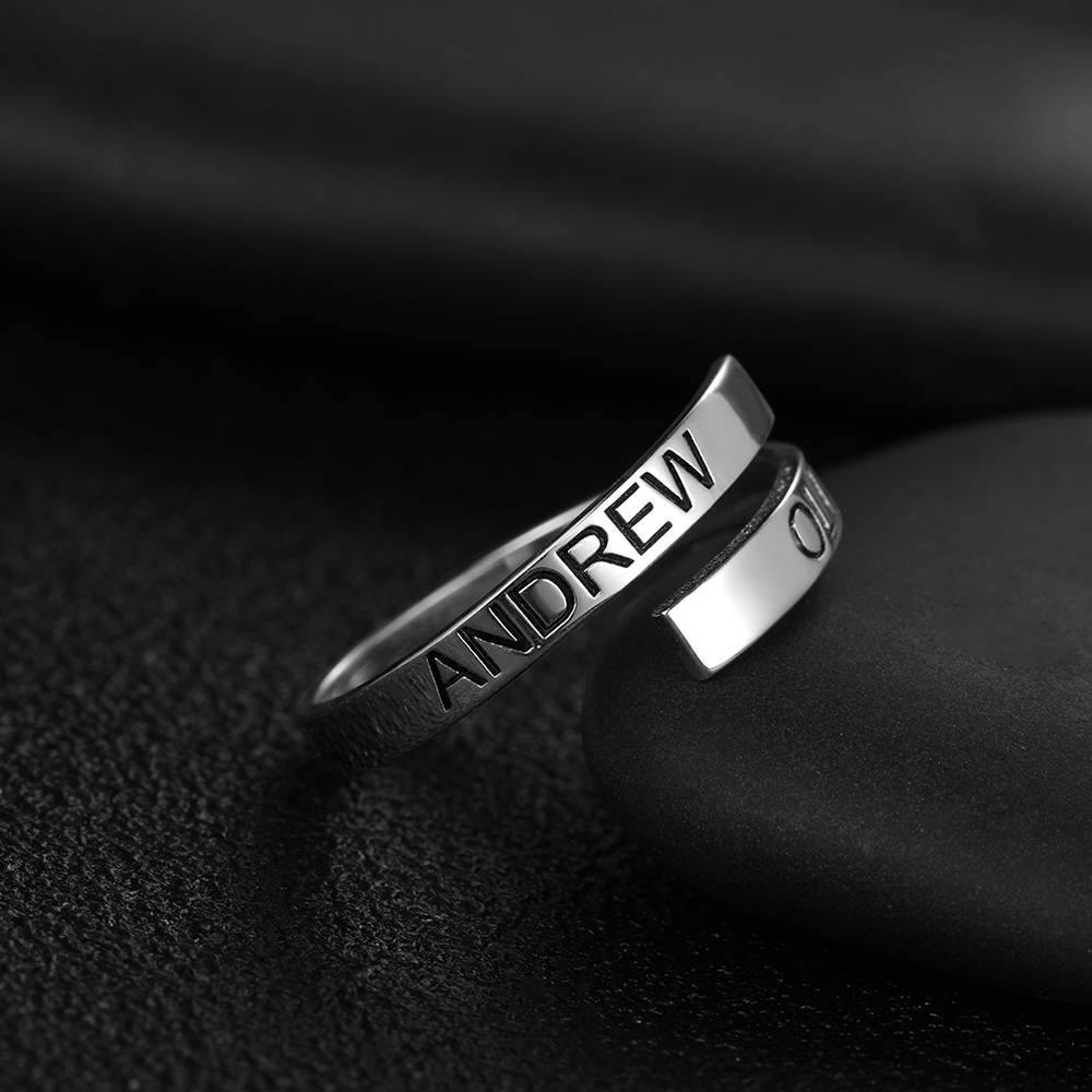 Custom Name Ring, Engraved Two Name Ring Plated Platinum Silver - soufeelus