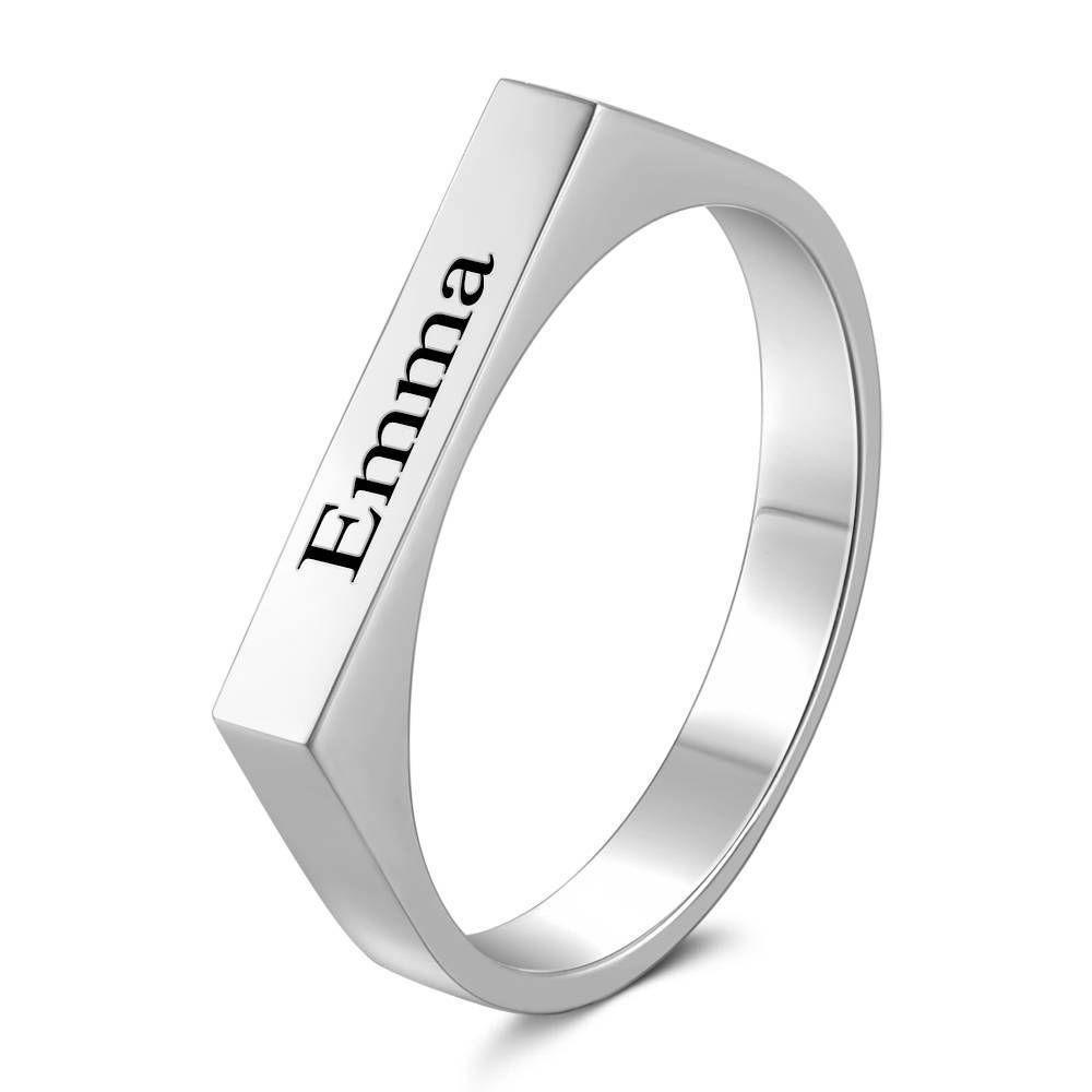 Name Ring Engraved Bar Ring Platinum Plated