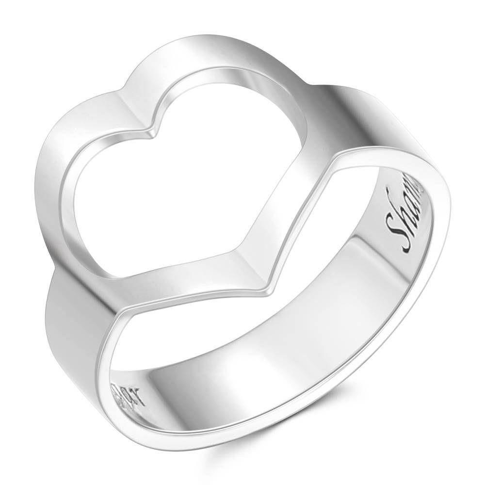 Custom Engraved Ring, Name Ring with Cute Heart 14K Gold Plated