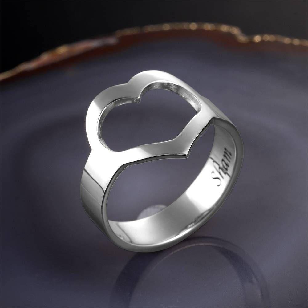 Custom Engraved Ring, Name Ring with Cute Heart 14K Gold Plated