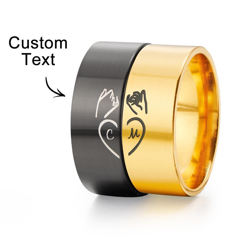 Custom Engraved Rings Pull Hook Matching Rings for Couples Gifts - soufeelus