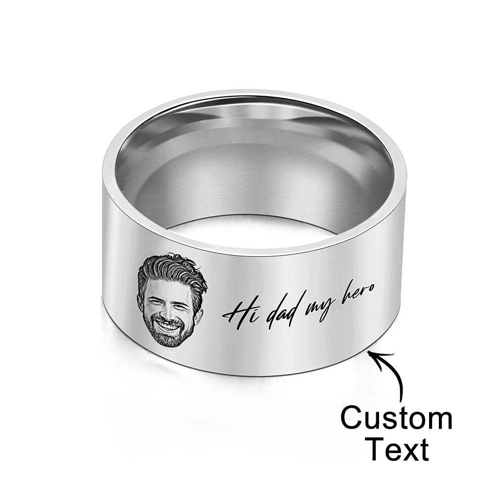 Custom Men's Ring Personalized Photo Ring With Engraved Words Perfect Gift For Daddy On Father's Day - soufeelus