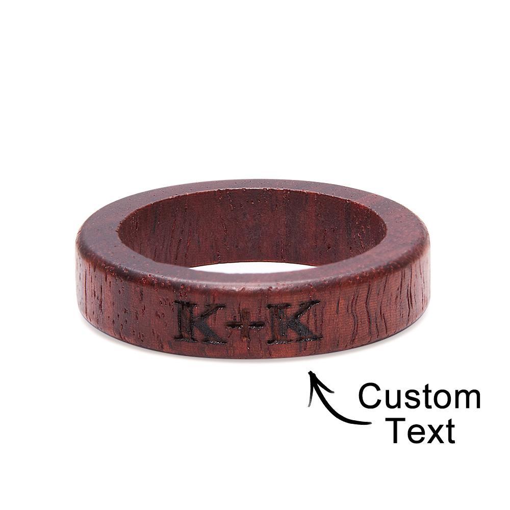 Custom Wood Ring Personalized Ring Engraved Wedding Ring Wooden Ring Mens Jewelry - soufeelus