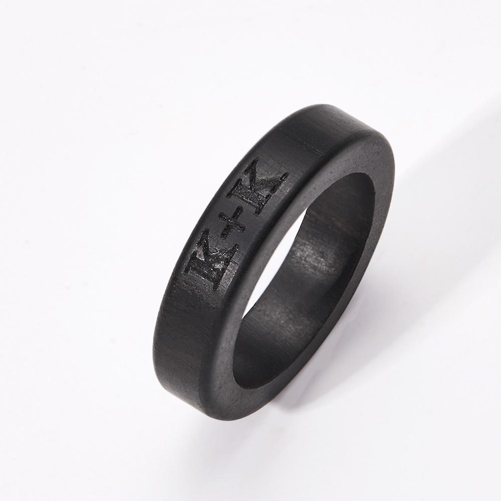 Custom Wood Ring Personalized Ring Engraved Wedding Ring Wooden Ring Mens Jewelry - soufeelus