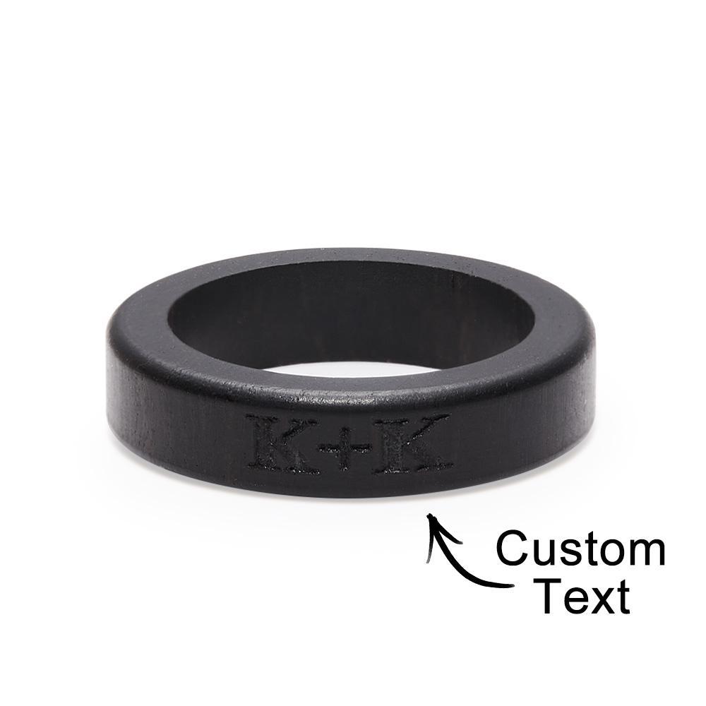 Custom Wood Ring Personalized Ring Engraved Wedding Ring Wooden Ring Mens Jewelry - soufeelus