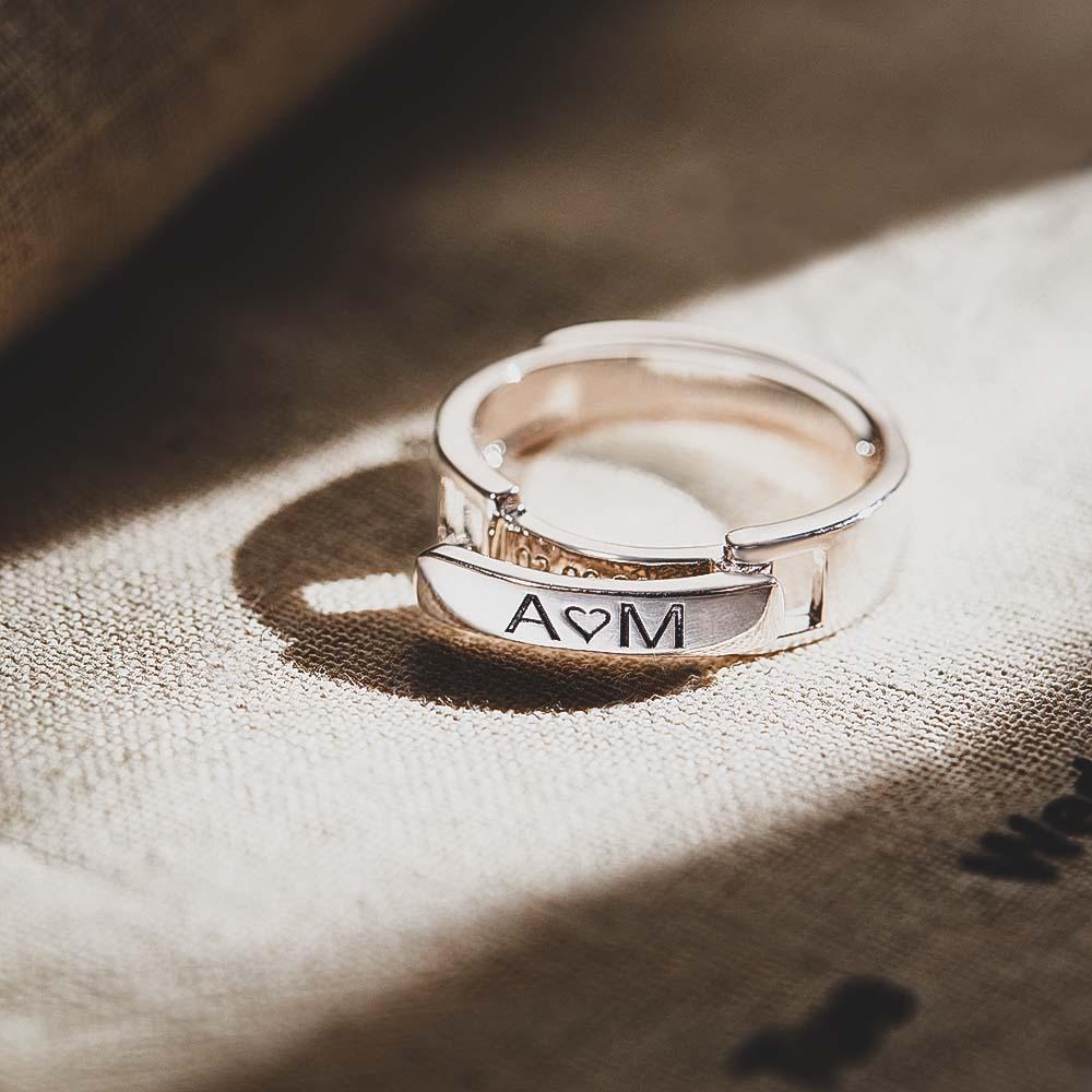 Stackable Name Ring Personalized Custom Name and Date Ring Anniversary Wedding Gift for Her - soufeelus