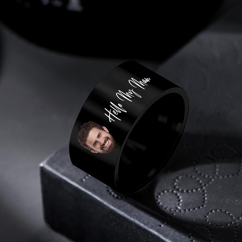 Personalized Engraved Photo Ring Custom Mens Signet Ring Women Name Ring Family Fathers Day Gift Boyfriend Husband detail