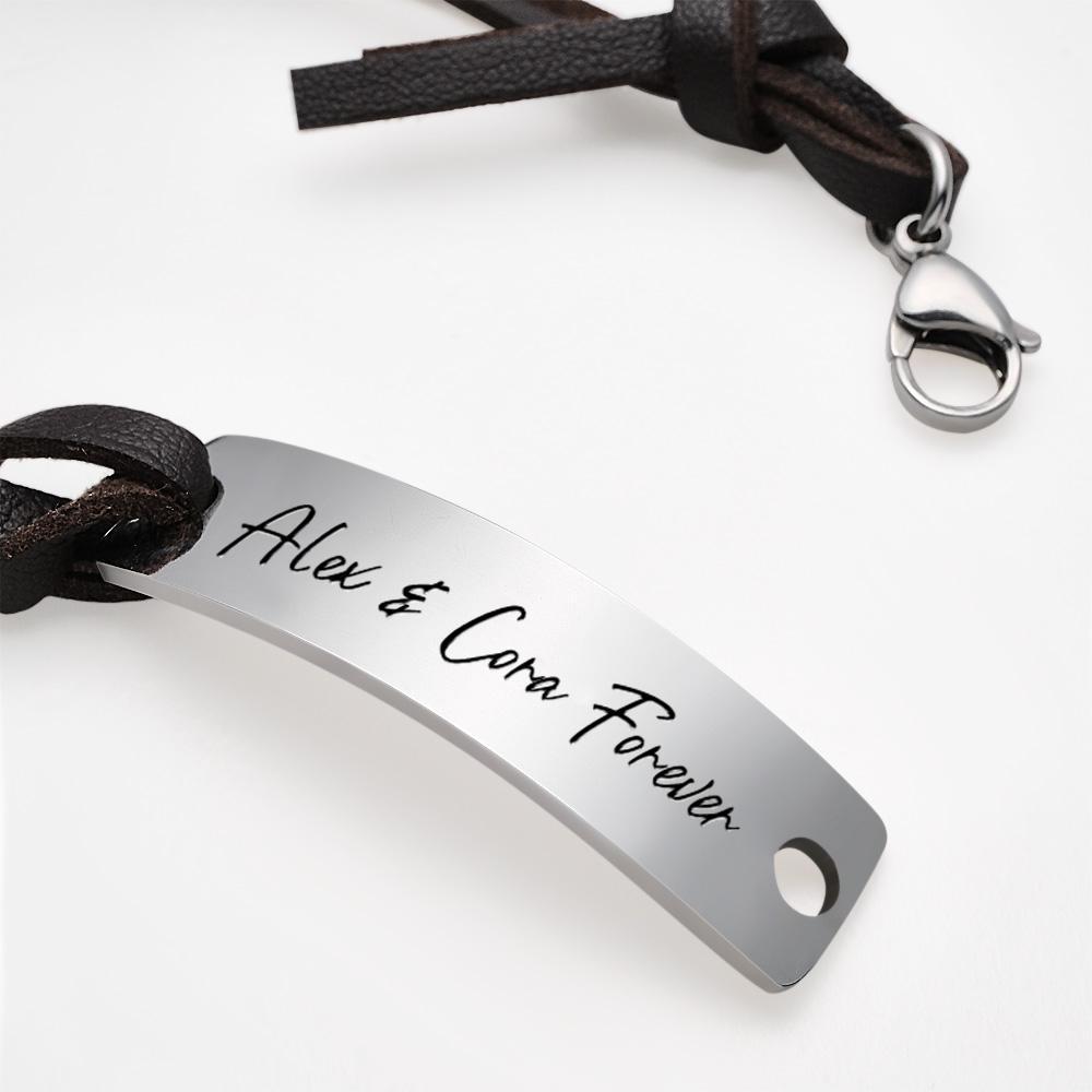 Personalized Engraved Mens Bracelet Date Coordinates Time Initial Boyfriend Couples Name Bracelet - soufeelus