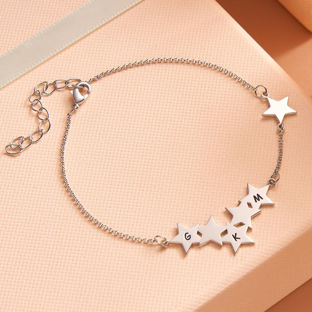 Custom Engraved Alphabet Bracelet Unique Minimalist Star Bracelet