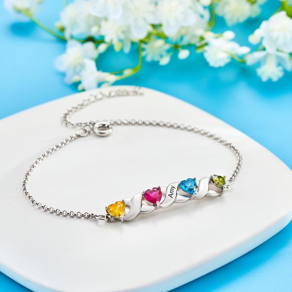 Custom Engraved Bracelet Heart-shaped Diamond Bracelet Gifts for Women