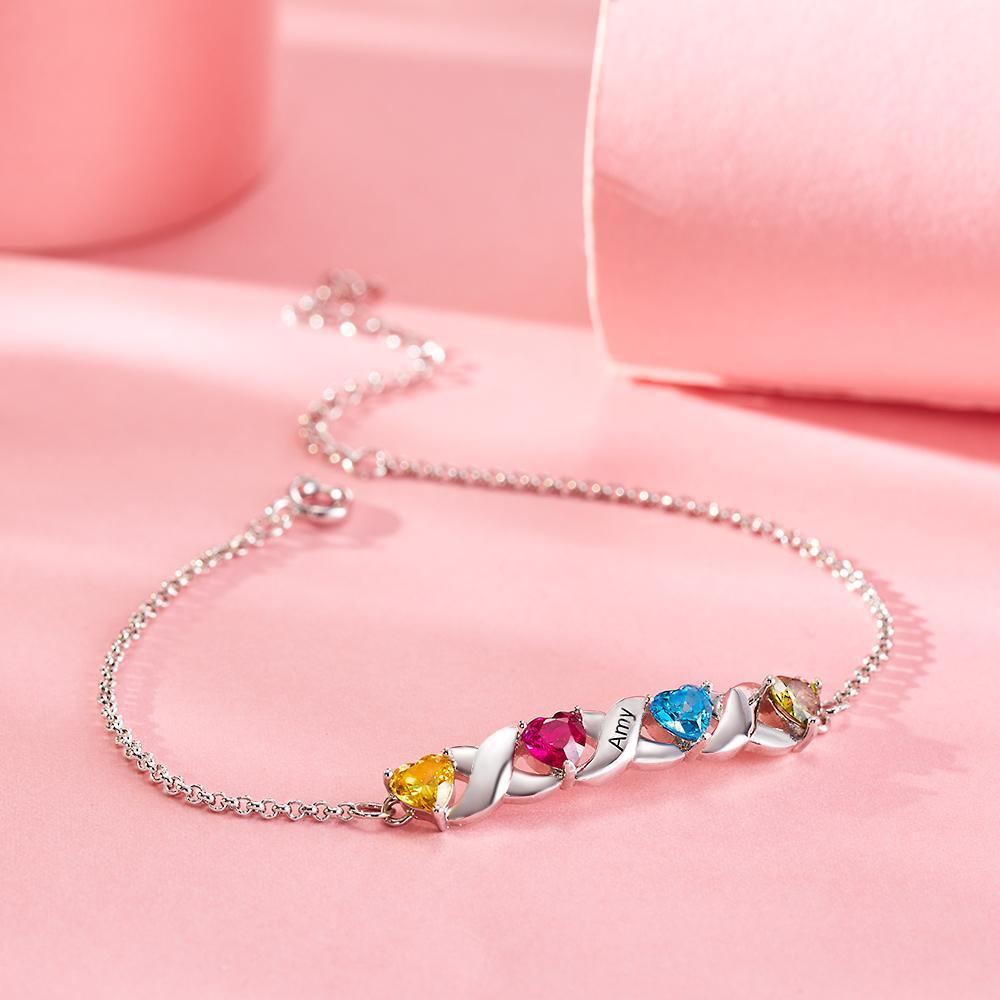 Custom Engraved Bracelet Heart-shaped Diamond Bracelet Gifts for Women