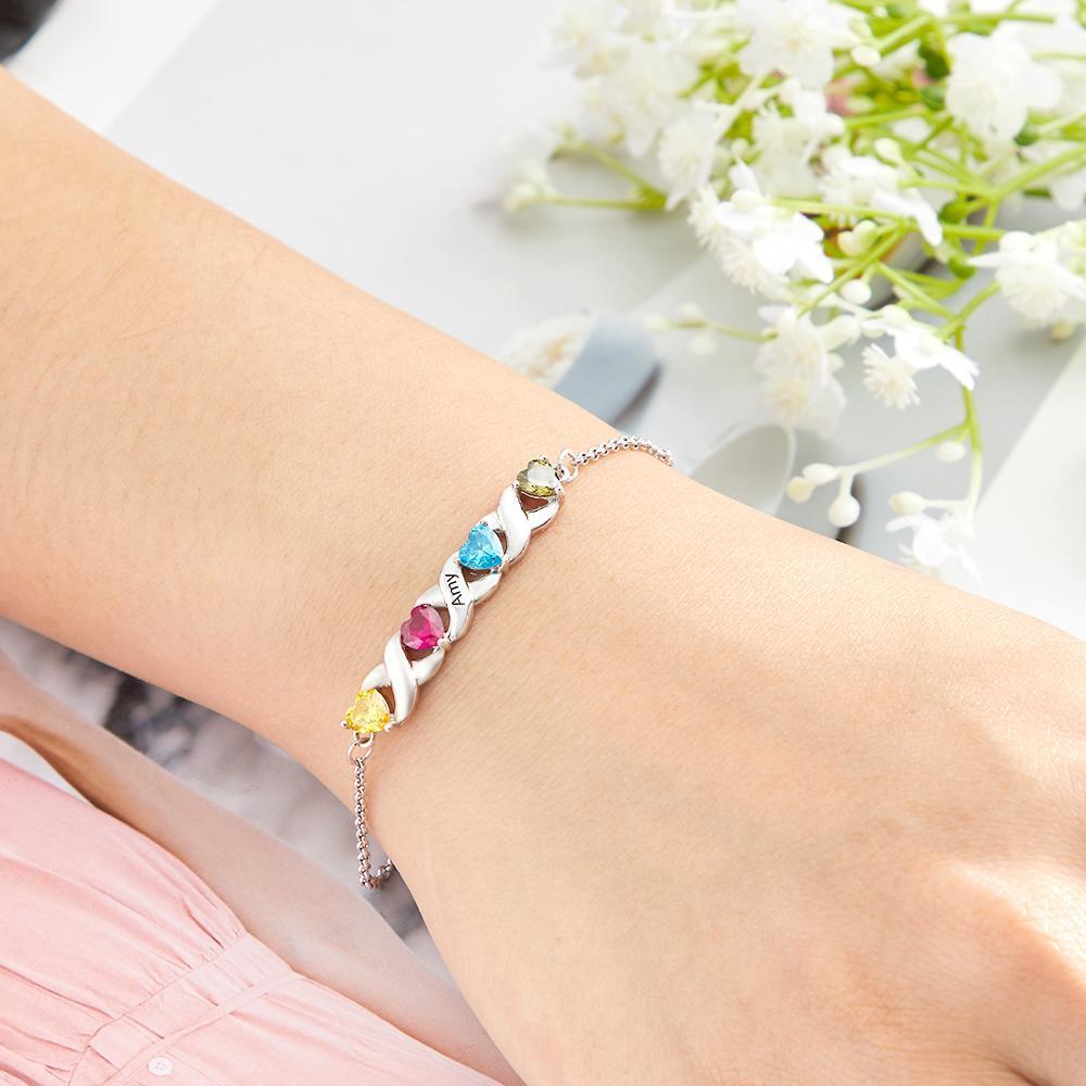 Custom Engraved Bracelet Heart-shaped Diamond Bracelet Gifts for Women