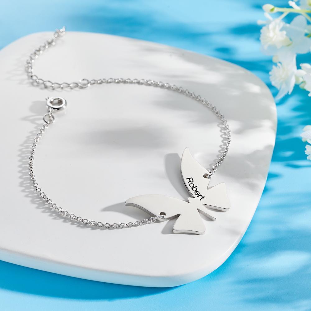 Custom Engraved Modern Butterfly Bracelet Gift for Her