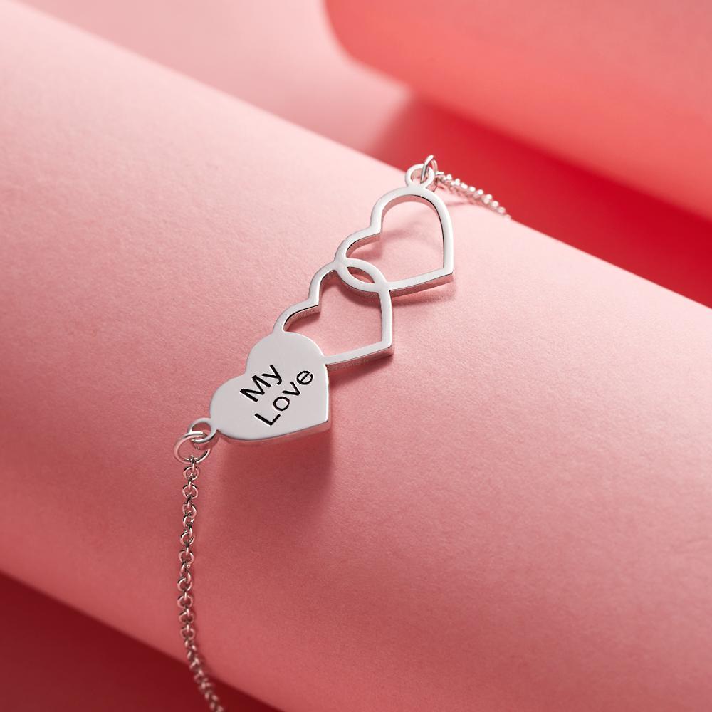 Custom Engraved Name Bracelets Heart Friendship Bracelets Gifts for Sister