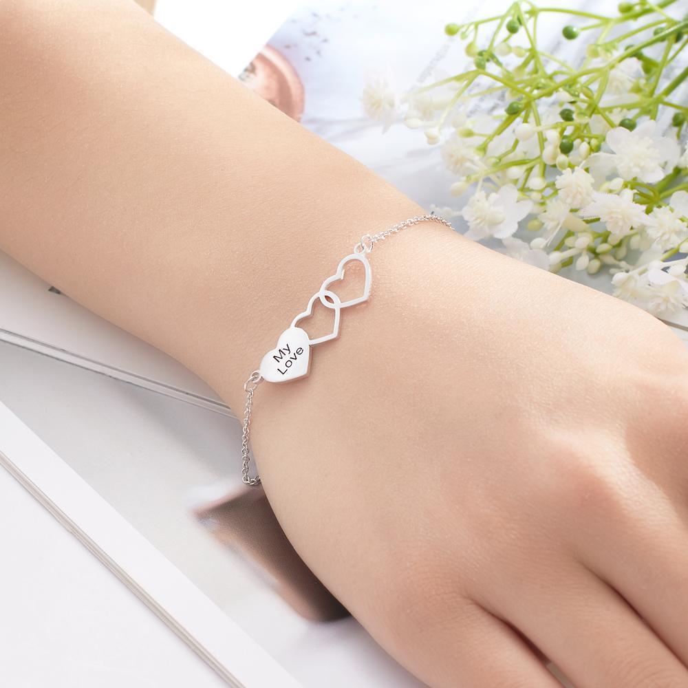 Custom Engraved Name Bracelets Heart Friendship Bracelets Gifts for Sister