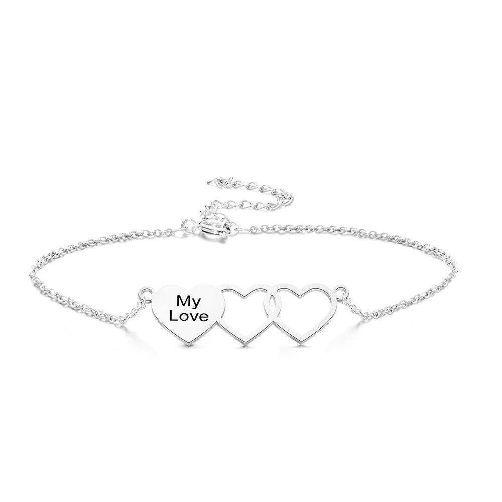 Custom Engraved Name Bracelets Heart Friendship Bracelets Gifts for Sister