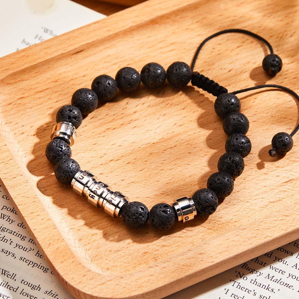 Lava Stones Custom Beads Men's Beaded Bracelet Best Gift for BFF - soufeelus