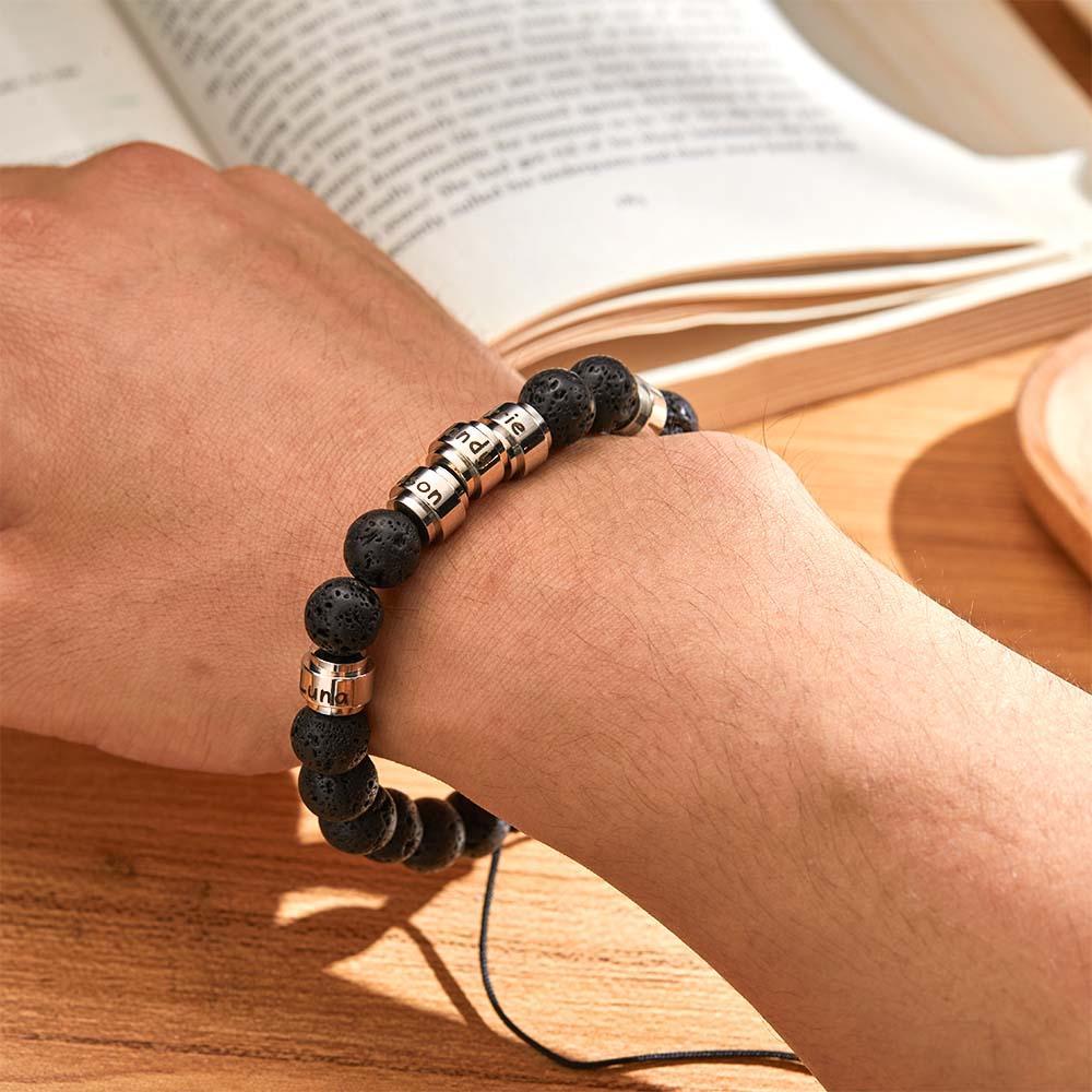 Lava Stones Custom Beads Men's Beaded Bracelet Best Gift for BFF - soufeelus