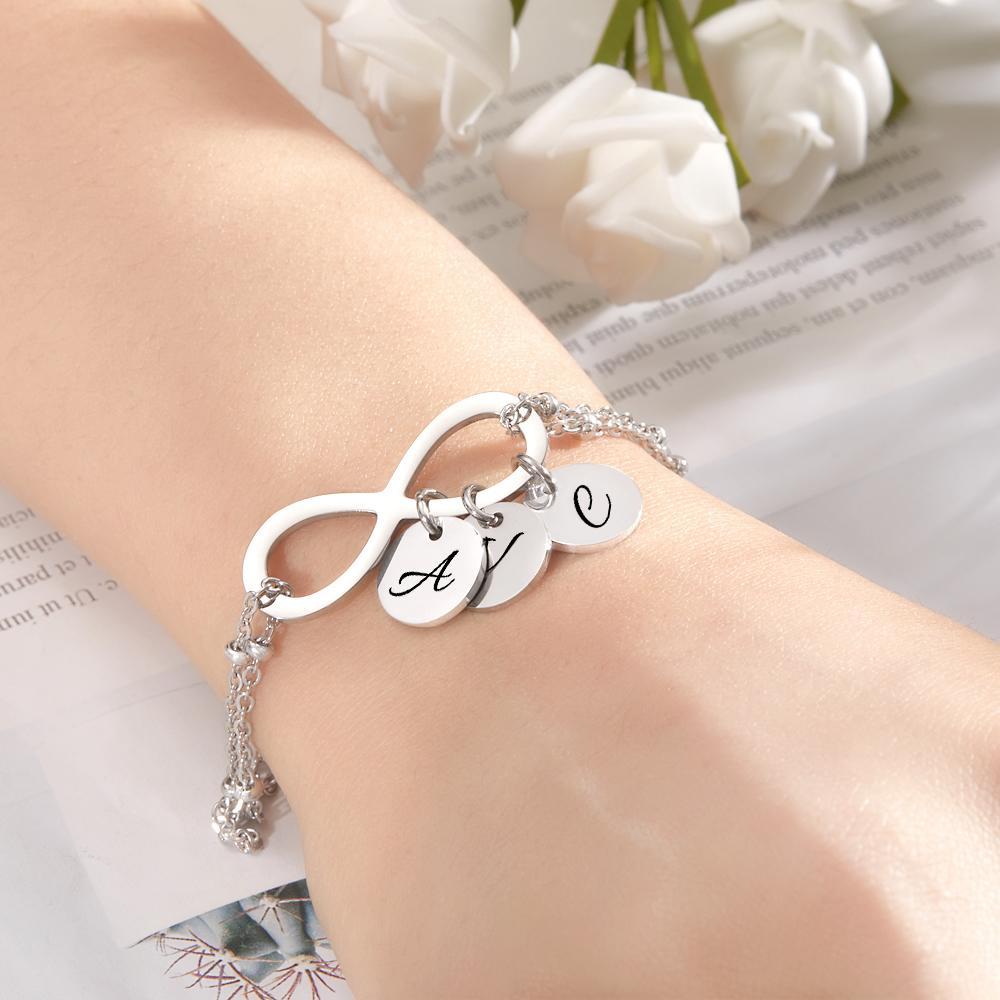 Custom Letter Bracelet Personalized Bracelet Pendent Infinity Love for Her - soufeelus