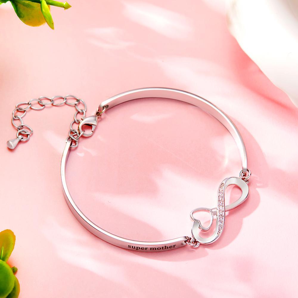 Custom Engraved Bracelet Infinity Symbol Rhinestone Fun Gifts - soufeelus