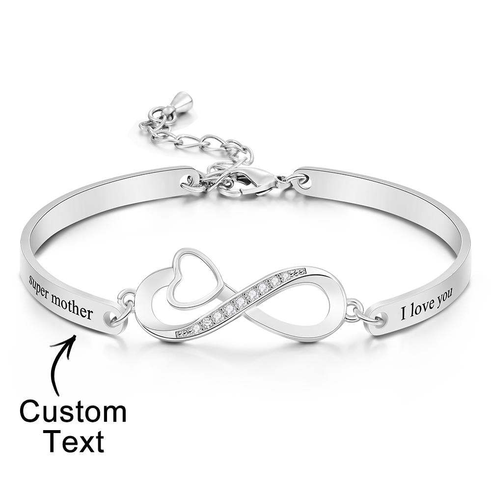 Custom Engraved Bracelet Infinity Symbol Rhinestone Fun Gifts - soufeelus