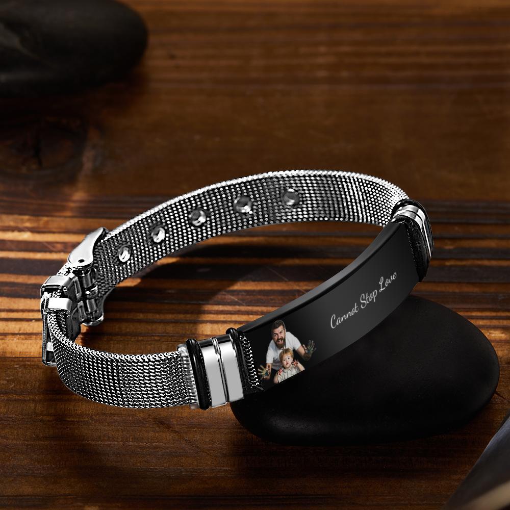 Customized Optional Photo Engraved Music Code Stainless Steel Bracelet Best Gifts For Men Gifts For Couples - soufeelus