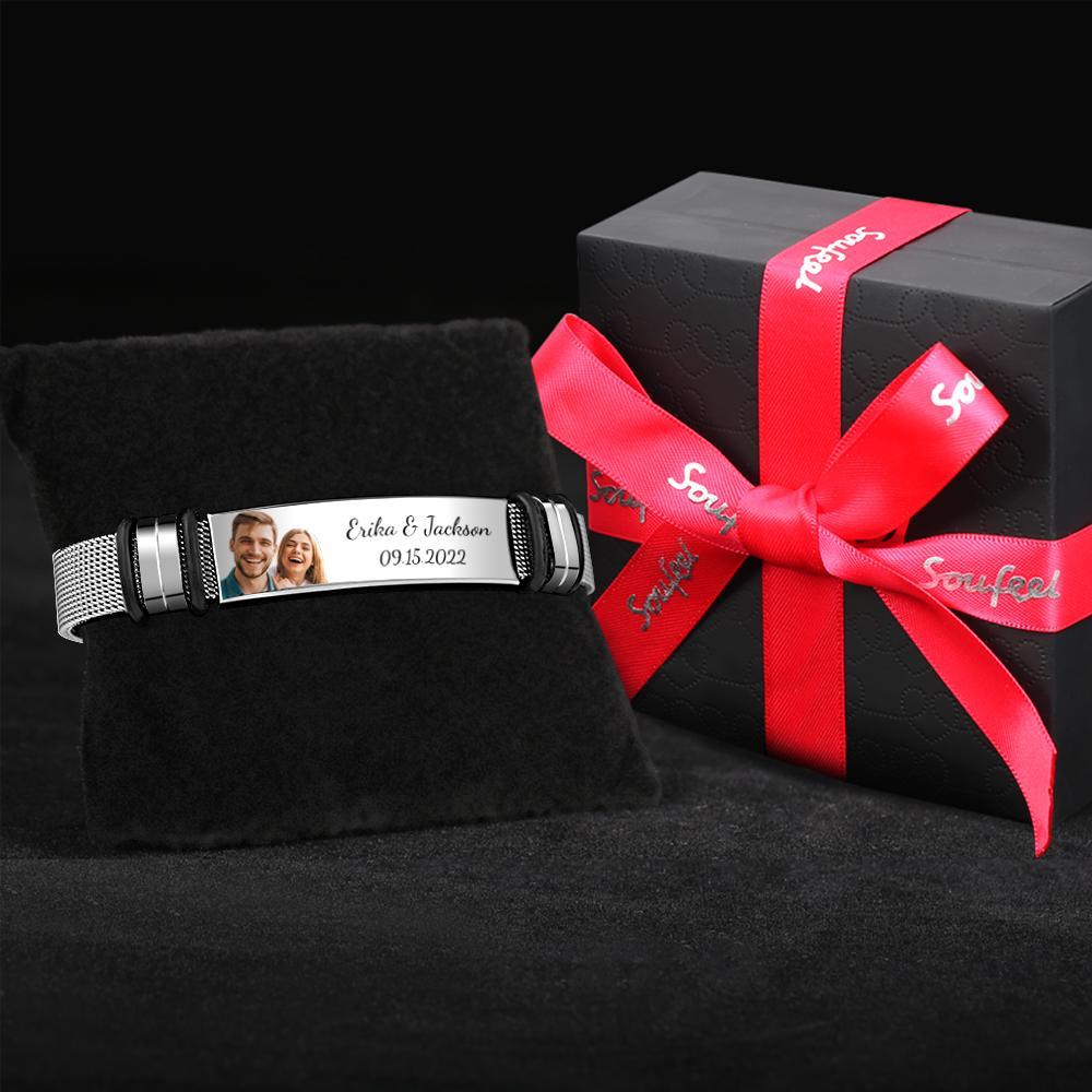 Custom Anniversary Date Engraved Bracelet For Your Beloved One - soufeelus