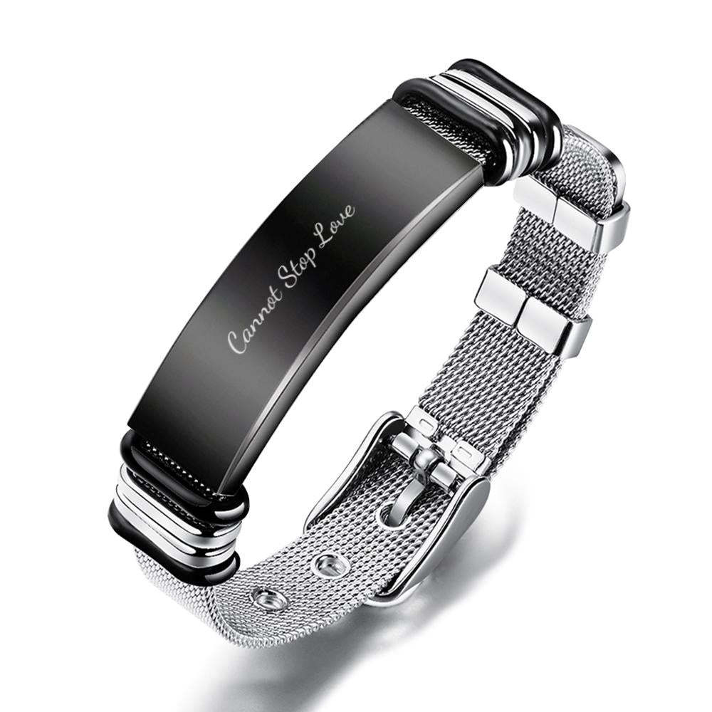 Customized Optional Photo Engraved Spotify Music Stainless Steel Bracelet Best Gifts For Men Gifts For Couples