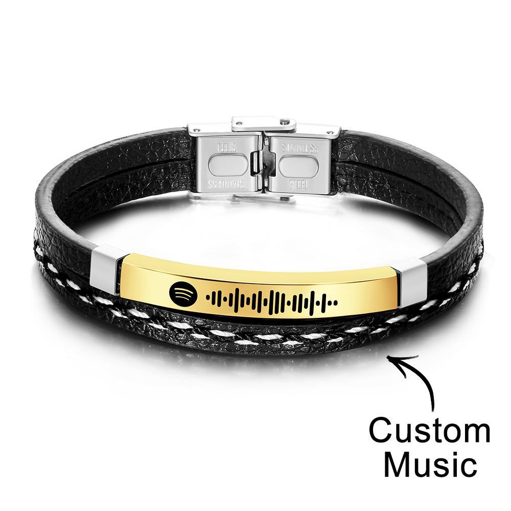 Scannable Spotify Code Custom Music Bracelet Leather Gifts - soufeelus