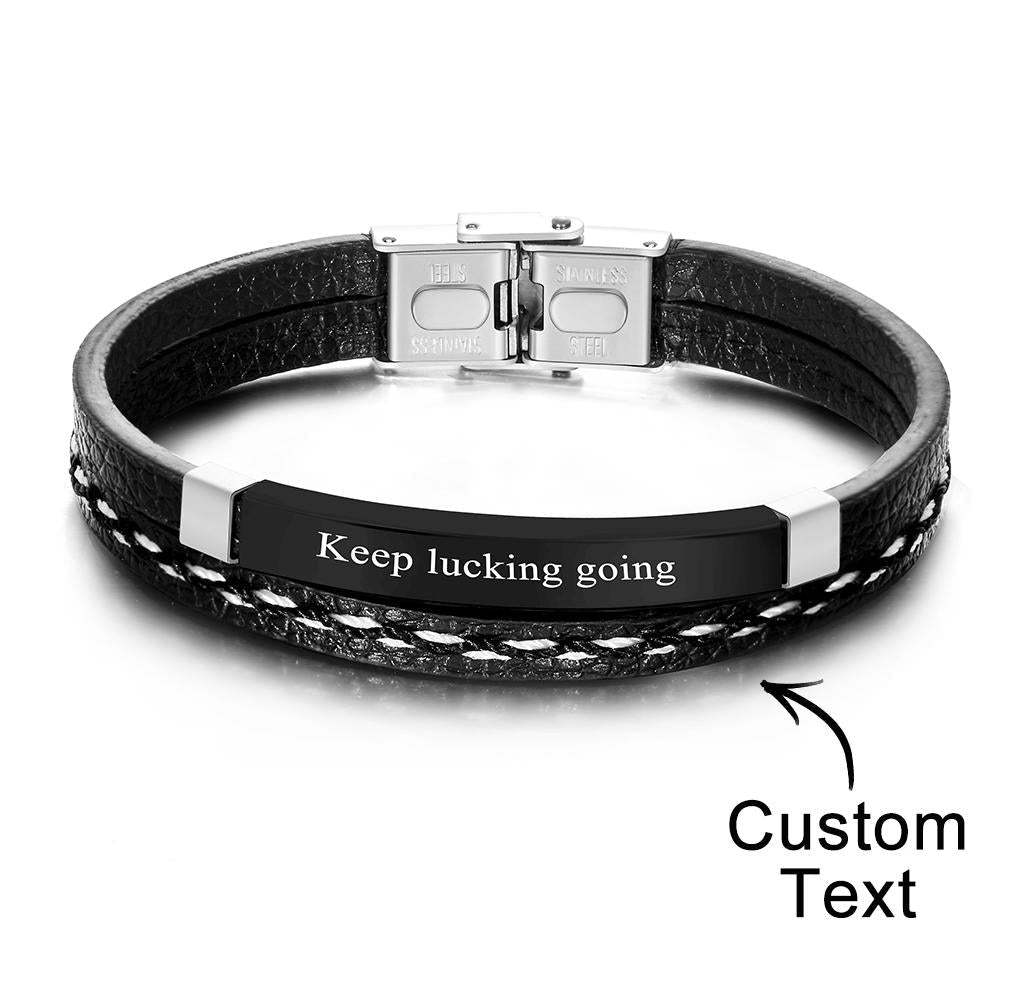 Custom Engraved Bracelet Creative Punk Leather Couples Gifts - soufeelus